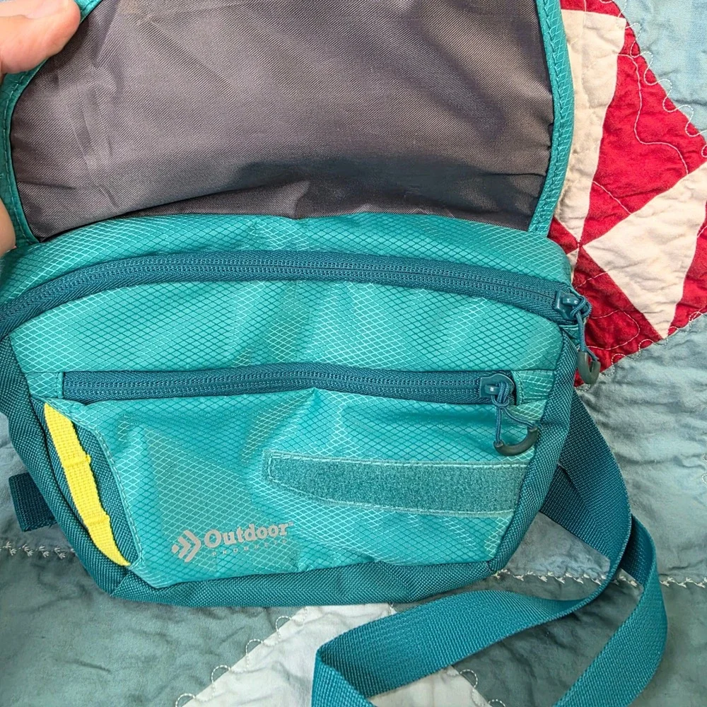 Outdoor Products Teal Ripstop Crossbody Messenger Bag Small Hiking Travel Pack